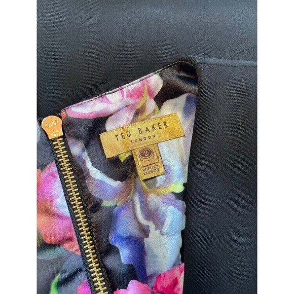 Ted Baker Bodycon Dress Tailored Black Fitted Sleeveless V Neck Short Pencil 2 - Picture 14 of 15